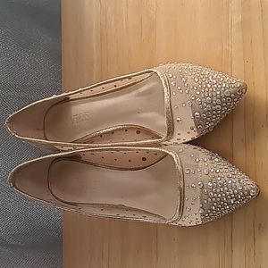David's Bridal Gold Rhinestone Pointed Toe Heels